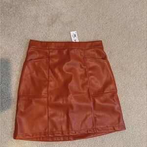 fab'rik Rust Leather Mini Skirt